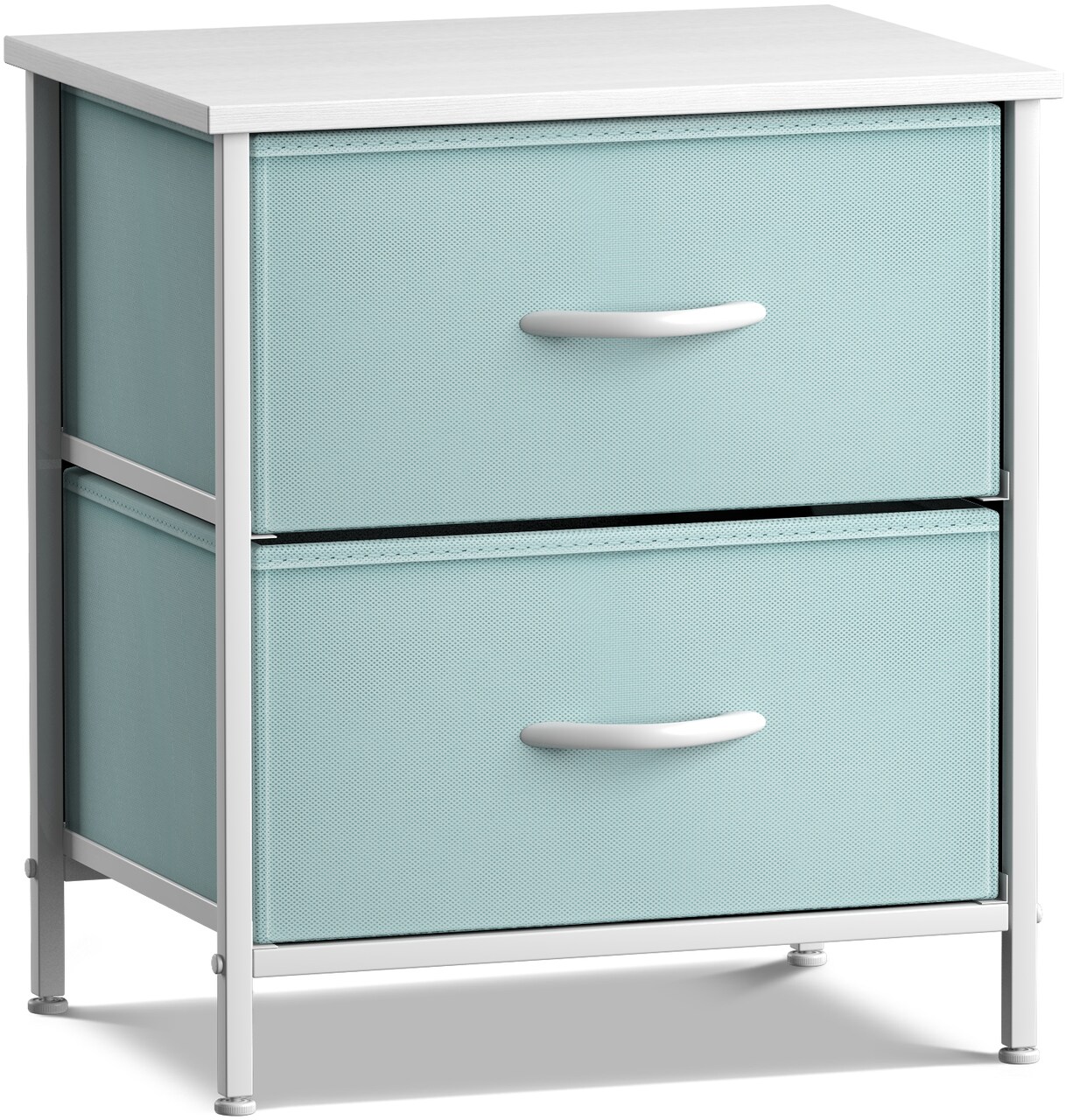 Sorbus Nightstand with 2 Drawers - Steel Frame, Wood Top & Easy Pull Fabric Bins - Great for Home, Bedroom, Office & College Dorm